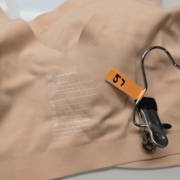 Honeylove V-Neck Bra - Nude Peach Sand 3XL- Wireless Pullover - Picture 6 of 6